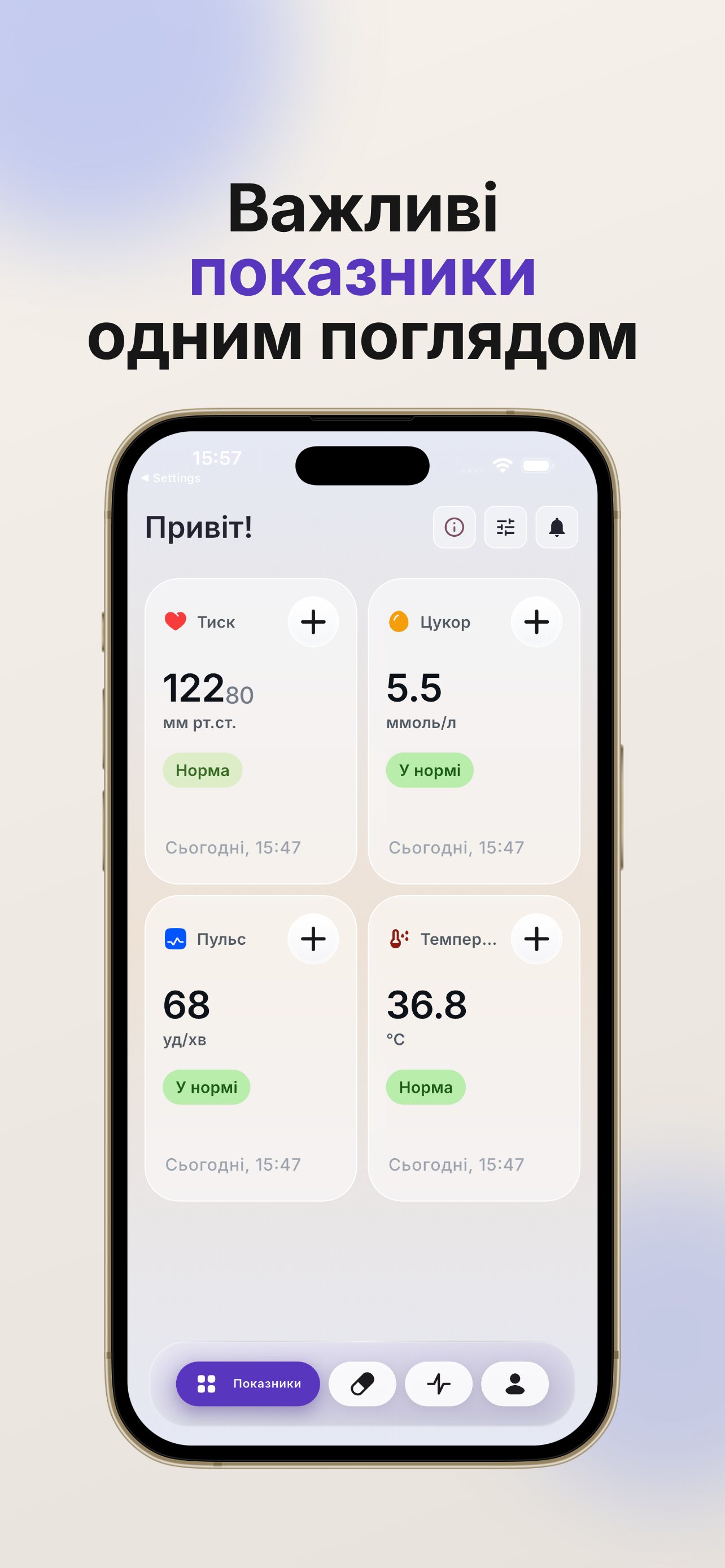 Екран показників Домашня Аптечка